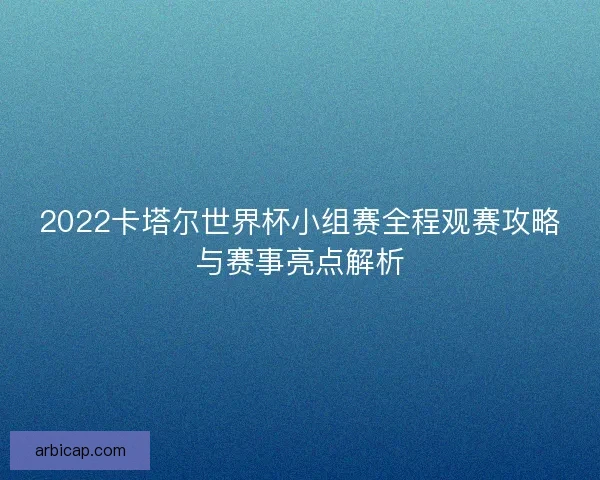 2022卡塔尔世界杯小组赛全程观赛攻略与赛事亮点解析